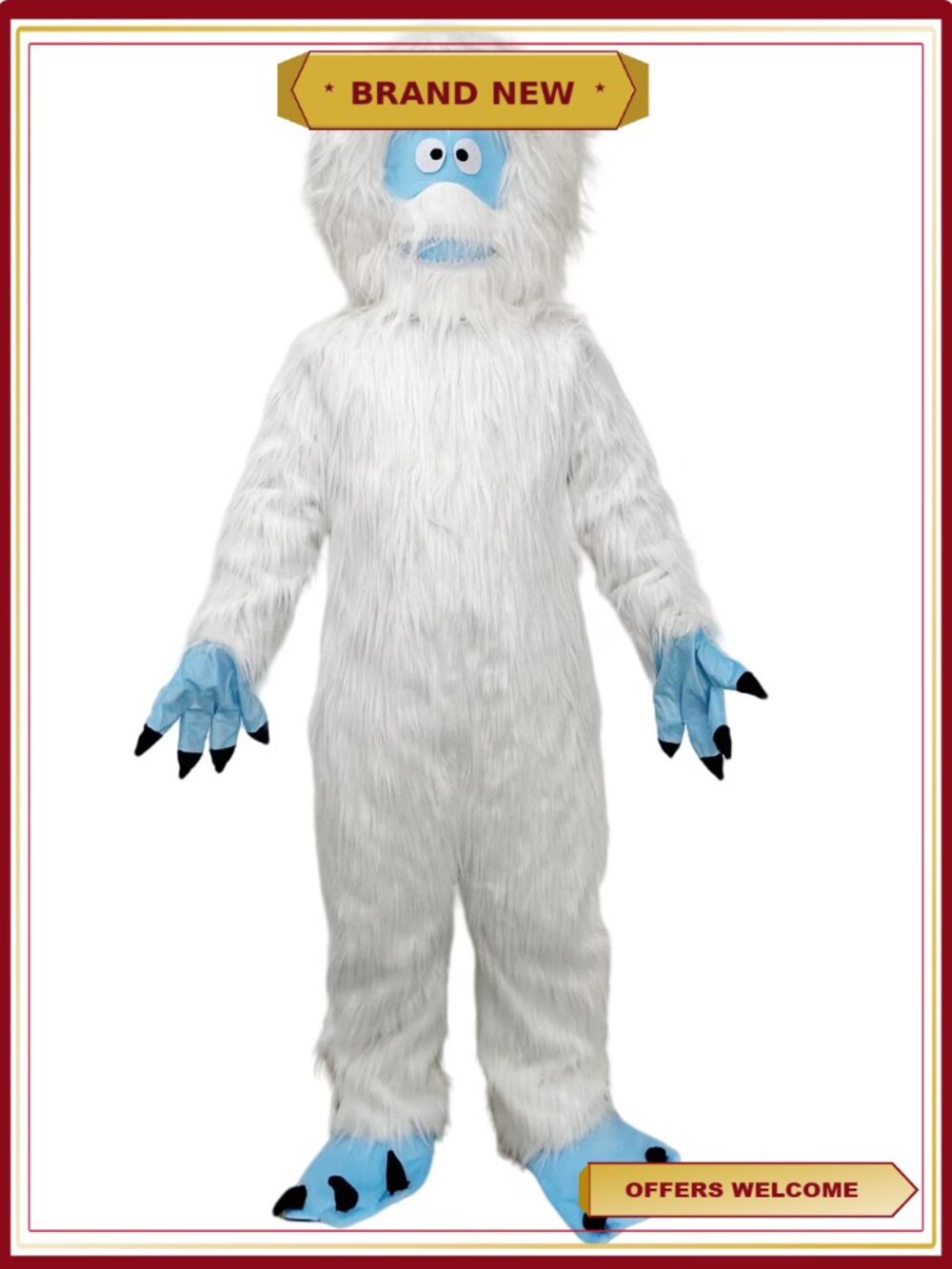 Adult Yeti Mascot Costume Full Body Snowman Suit for Holiday Parties